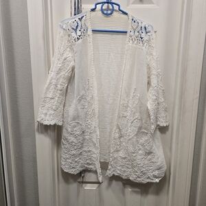 Scandal Italy Elegant White Lace Cardigan  Top Size M?
